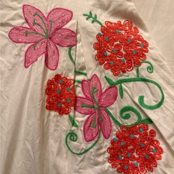 Lilly Pulitzer Strapless White Dress with Pink and Green Floral Design - Picture 5 of 10
